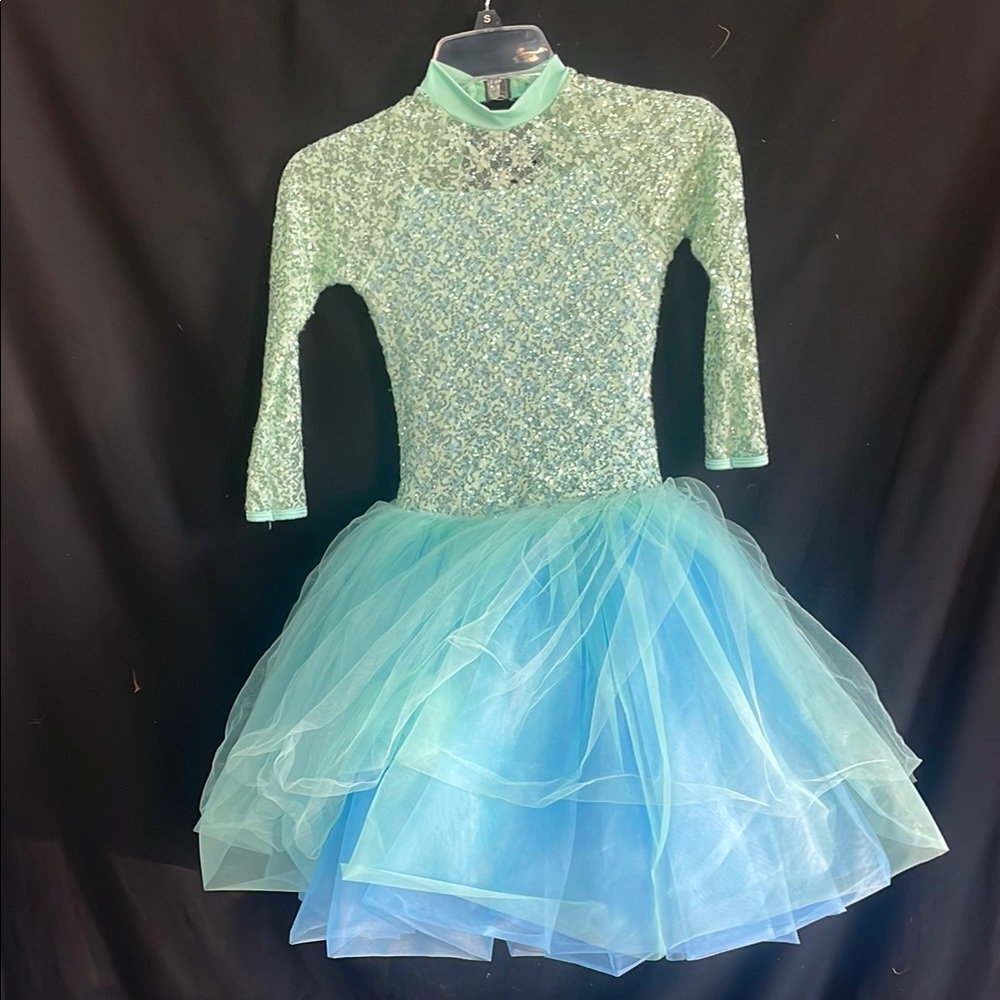 Blue Ballet Dance Costume with Tulle Skirt